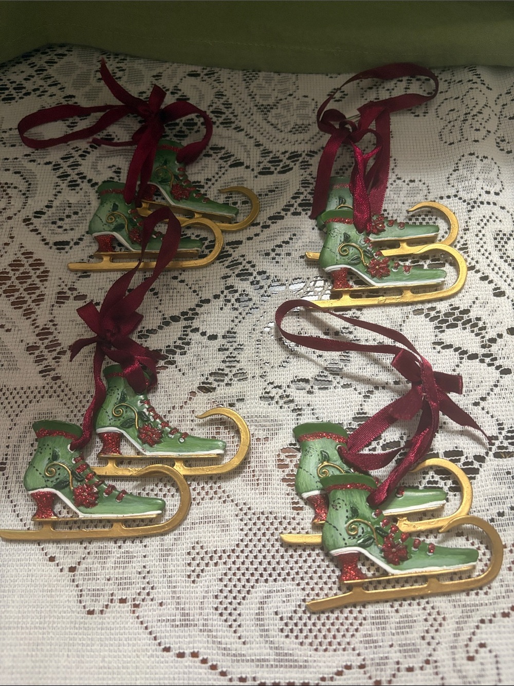 Ice Skate Ornaments 4 sets Elegant Victorian